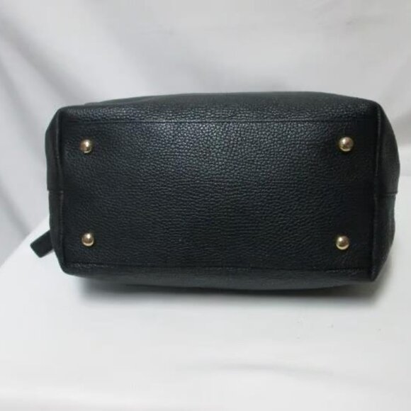 IACUCCI pebbled w snake Leather shoulder tote bag purse Italy black zip top - Picture 2 of 9